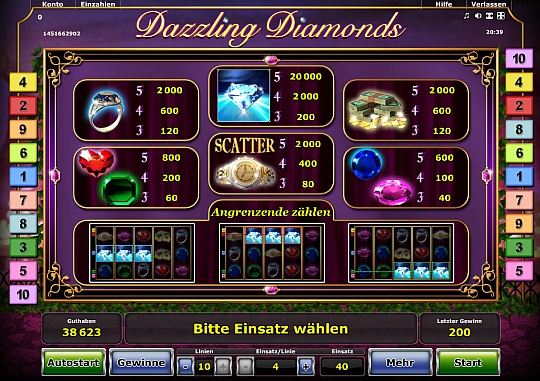 Dazzling Diamonds Gewinne