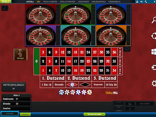 Multi Wheel Roulette im William Hill Casino