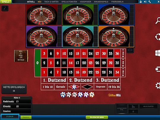 Multi Wheel Roulette im William Hill Casino