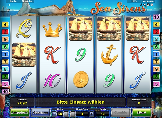 Novoline Spiel Sea Sirens bei Stargames